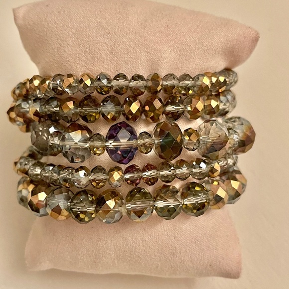 Gold and Silver Stretch Beaded Bracelet Set